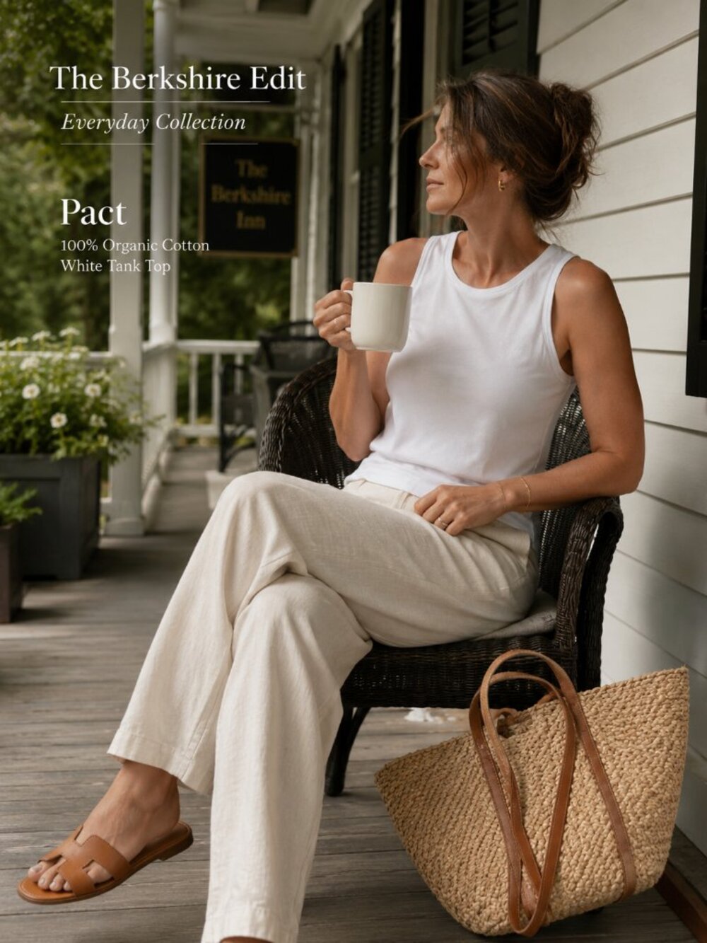 Pact 100% Organic Cotton White Tank Top Medium Capsule Wardrobe Basic